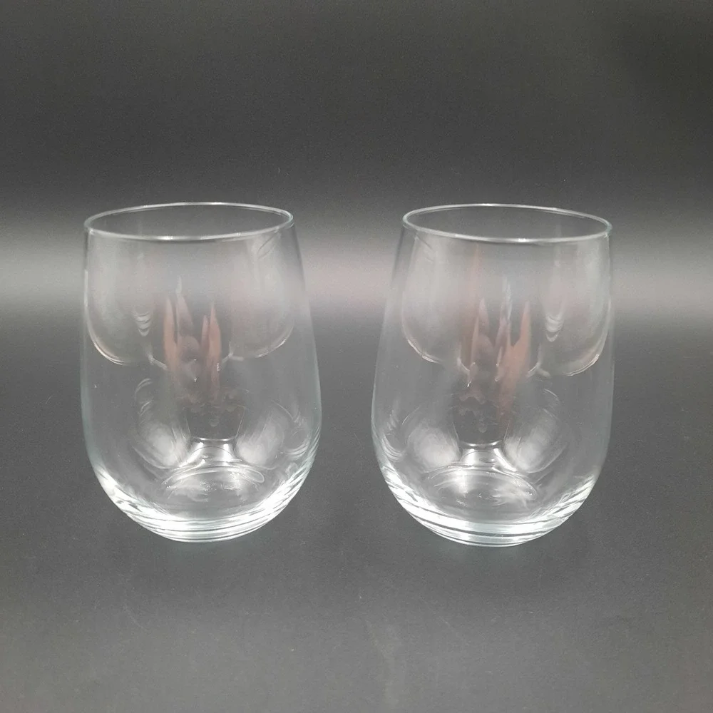 Set of 2 Clear‎ Stemless Wine Glass Tumblers 4.5